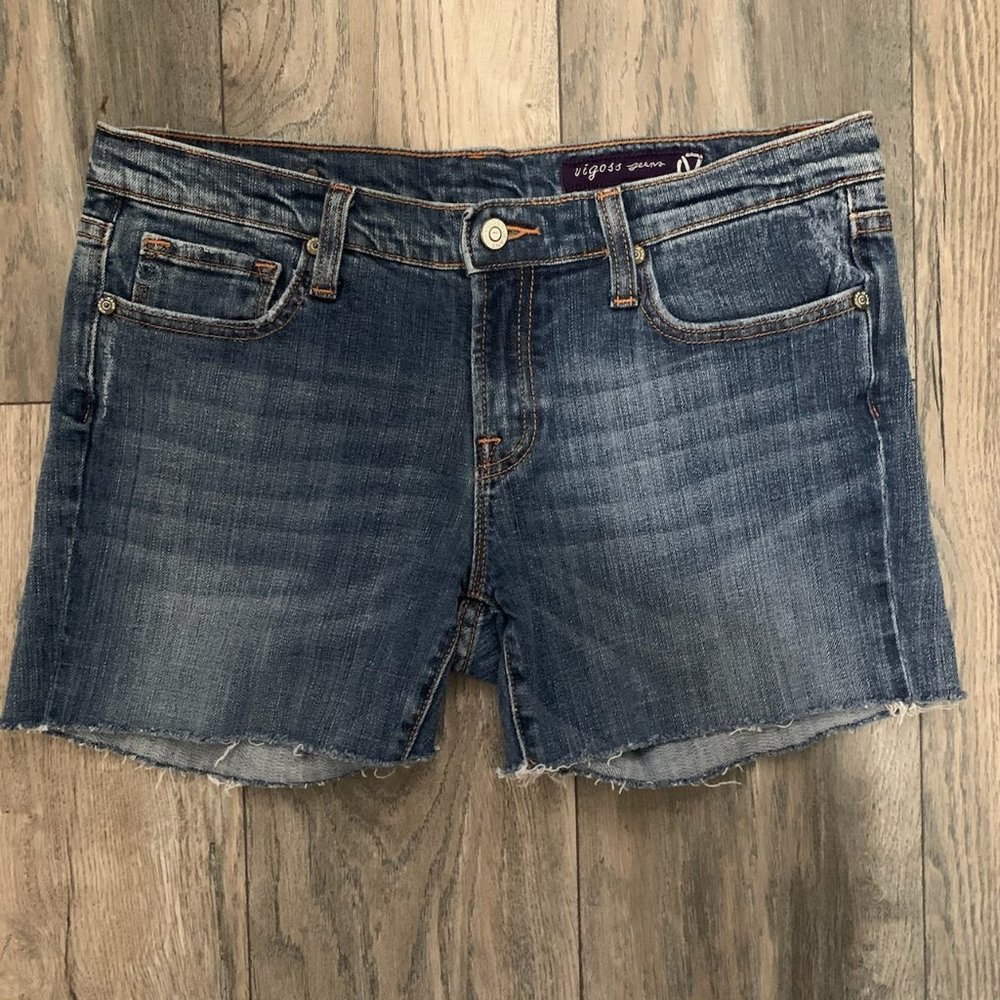 VIGOSS RAW‎ HEM FLAP POCKET DENIM STRETCH JEAN SHORTS JUNIORS 11-EUC